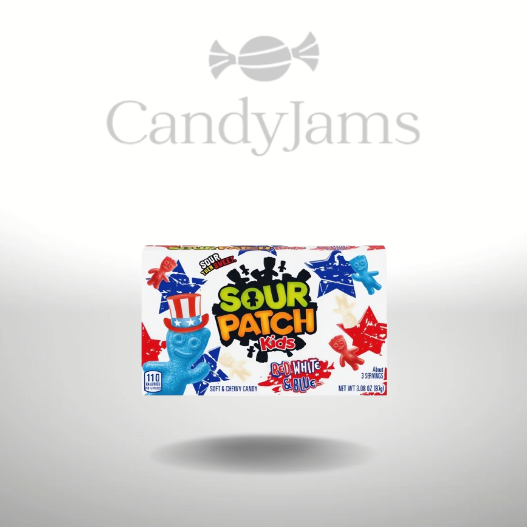 Sour Patch Kids Red, White &amp; Blue Theatre Box 87g (doos van 12) Houdbaar tot: 20 maart 2025